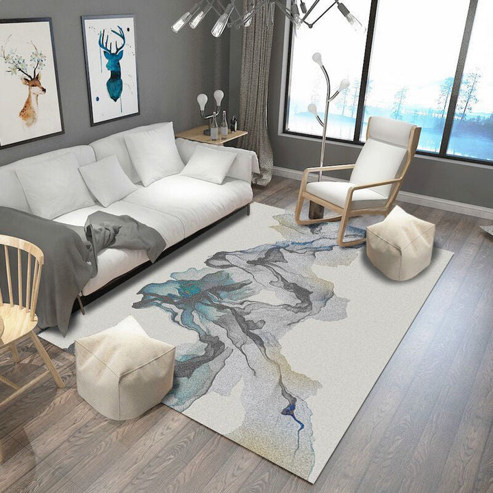 Lisslune | Creative Abstract Pattern Carpet Gray Contemporary Carpet Polyester Washable Non-Slip Back Area Rug for Living Room