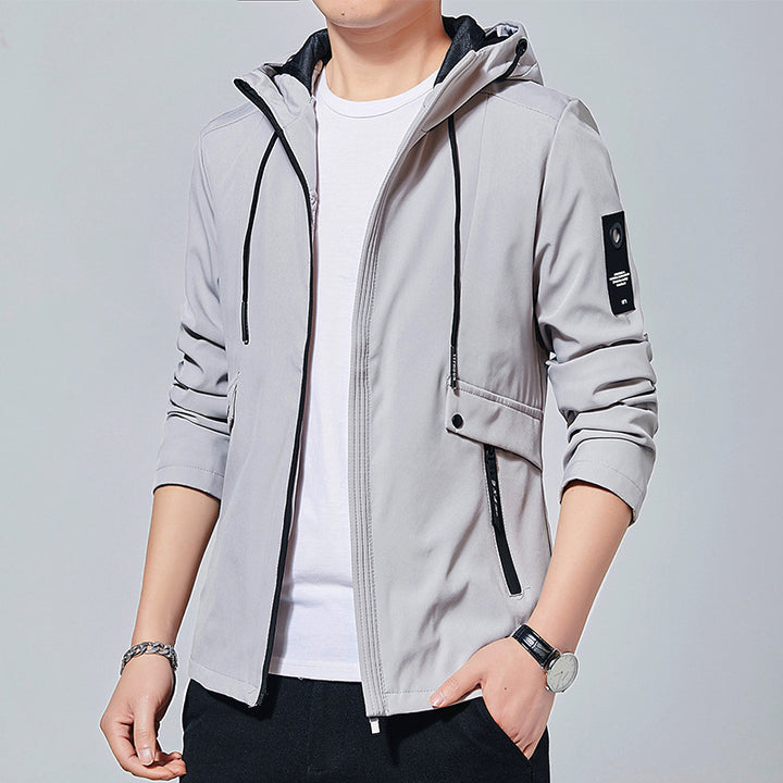 Men's sporty transitional jacket with adjustable hood and practical zippered pockets Lisslune
