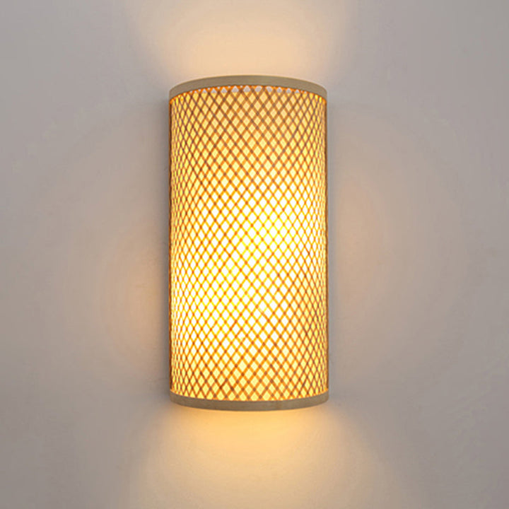 Lisslune | Semi-cylindrical wall lamp for flush mounting Minimalist bamboo 1 head hallway wall light in beige