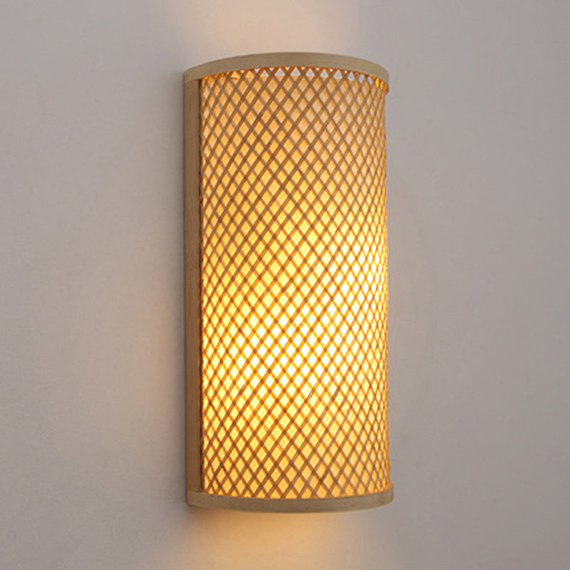 Lisslune | Semi-cylindrical wall lamp for flush mounting Minimalist bamboo 1 head hallway wall light in beige