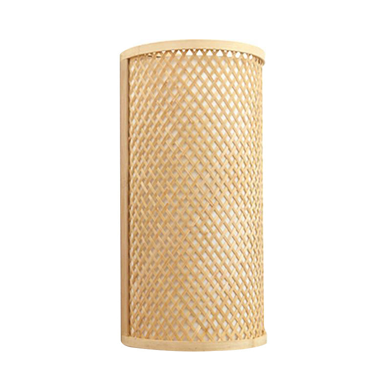 Lisslune | Semi-cylindrical wall lamp for flush mounting Minimalist bamboo 1 head hallway wall light in beige