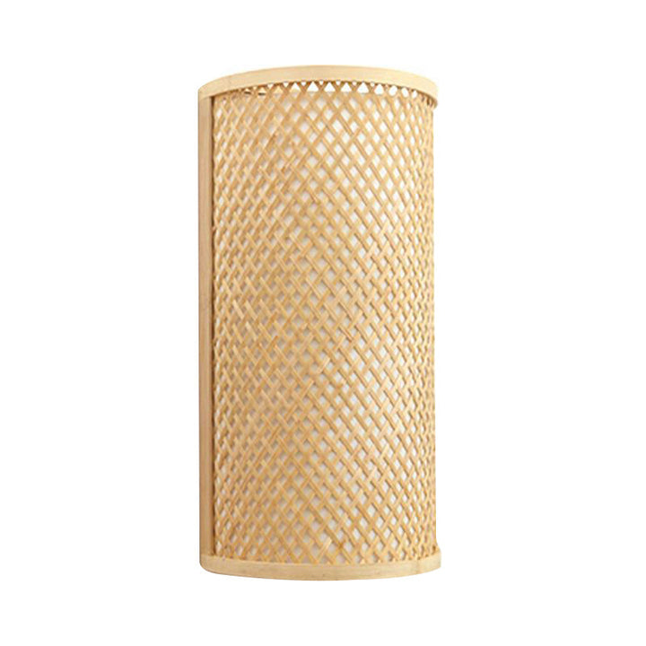 Lisslune | Half-cylindrical wall lamp for flush mounting Minimalist bamboo 1 head hallway wall light in beige