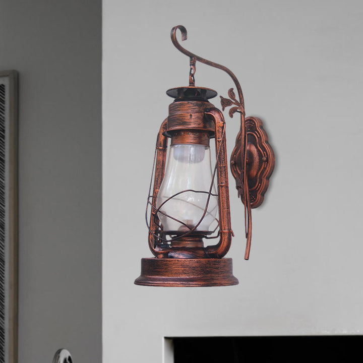 Lisslune | 1 Bulb Kerosene Wall Mounted Light Fixture Coastal Style Black/Bronze/Copper Clear Glass Lighting