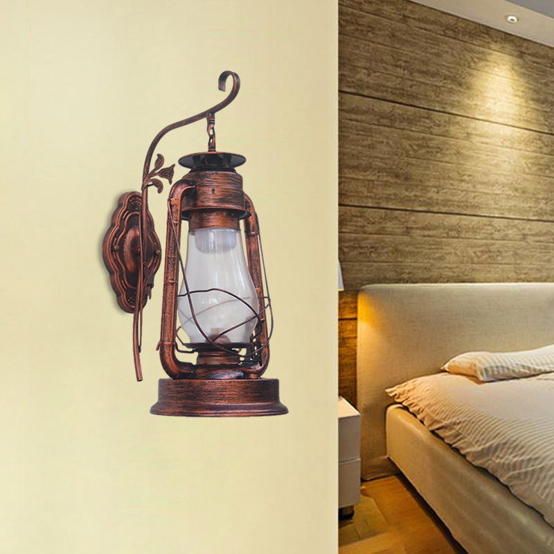 Lisslune | 1 Bulb Kerosene Wall Mounted Light Fixture Coastal Style Black/Bronze/Copper Clear Glass Lighting