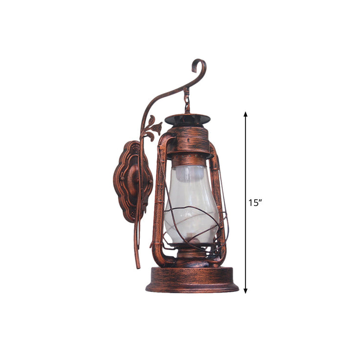 Lisslune | 1 Bulb Kerosene Wall Mounted Light Fixture Coastal Style Black/Bronze/Copper Clear Glass Lighting