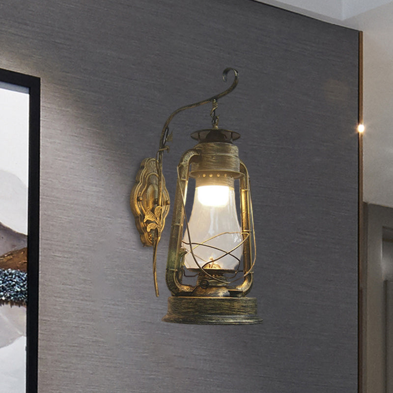 Lisslune | 1 Bulb Kerosene Wall Mounted Light Fixture Coastal Style Black/Bronze/Copper Clear Glass Lighting