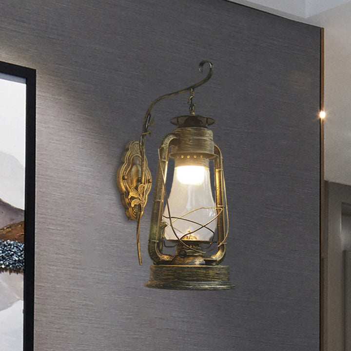 Lisslune | 1 Bulb Kerosene Wall Mounted Light Fixture Coastal Style Black/Bronze/Copper Clear Glass Lighting