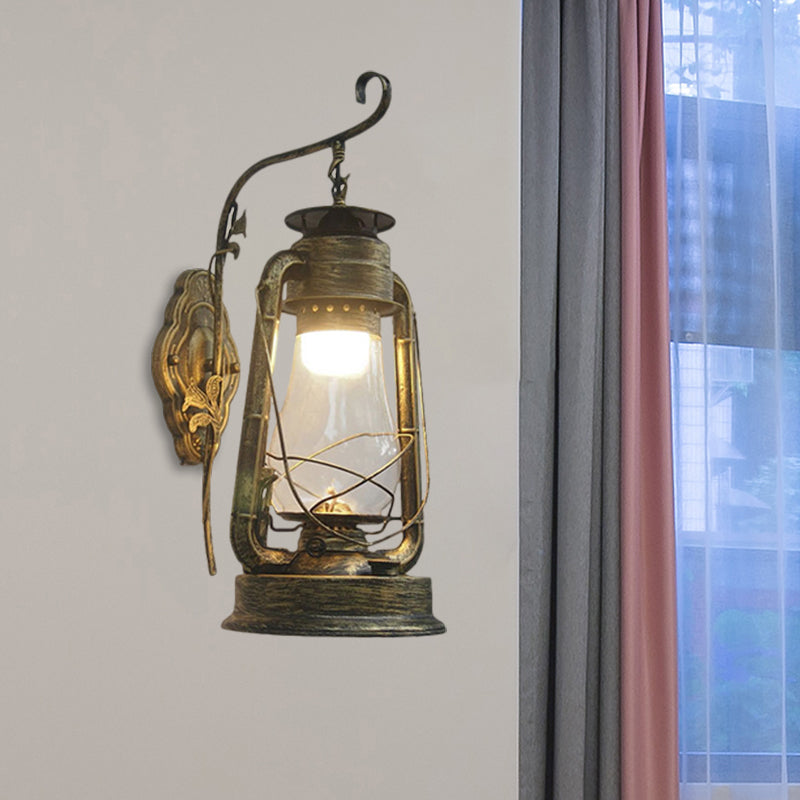 Lisslune | 1 Bulb Kerosene Wall Mounted Light Fixture Coastal Style Black/Bronze/Copper Clear Glass Lighting