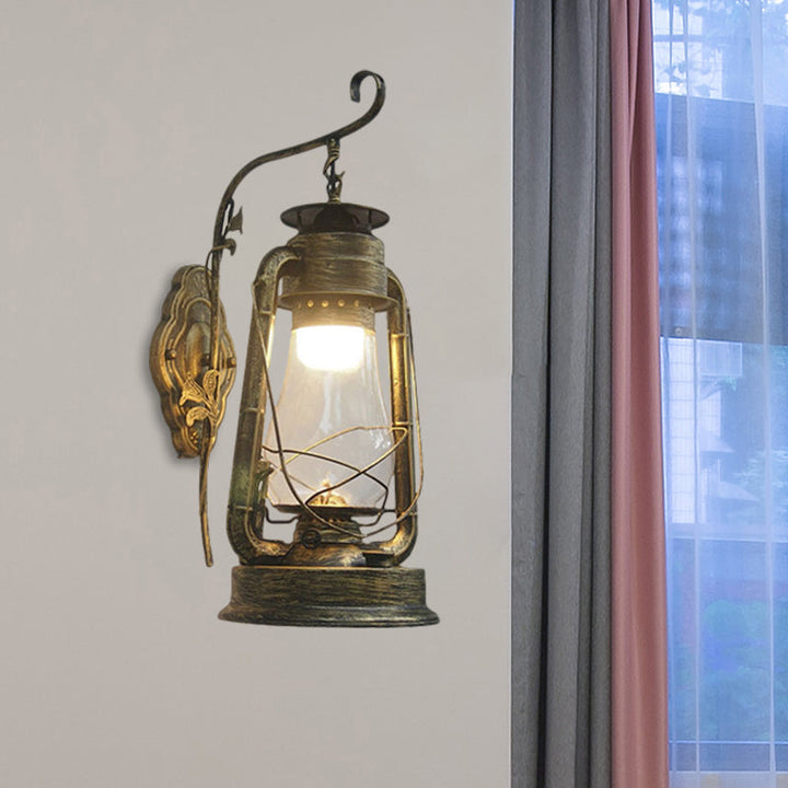 Lisslune | 1 Bulb Kerosene Wall Mounted Light Fixture Coastal Style Black/Bronze/Copper Clear Glass Lighting