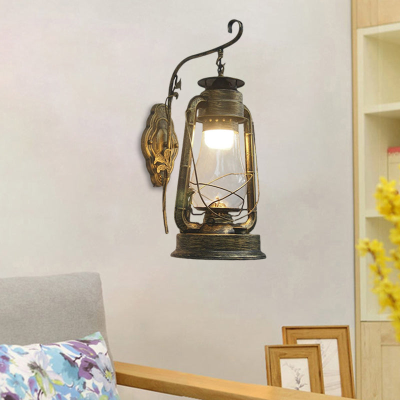 Lisslune | 1 Bulb Kerosene Wall Mounted Light Fixture Coastal Style Black/Bronze/Copper Clear Glass Lighting