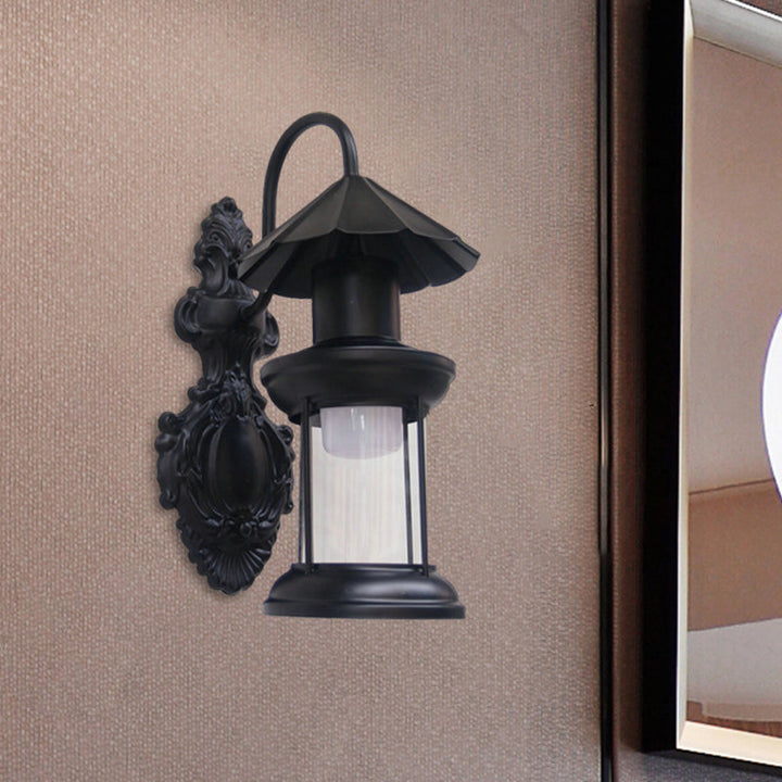 Skørter | Single-layer wall lamp with kerosene shade clear glass coastal outdoor lamp in black/copper/bronze