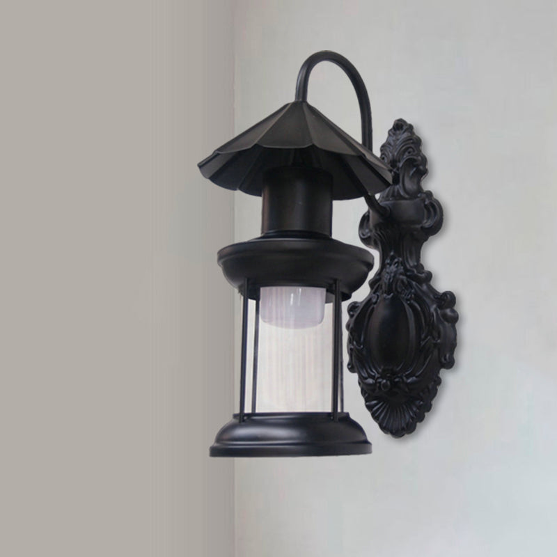 Skørter | Single-layer wall lamp with kerosene shade clear glass coastal outdoor lamp in black/copper/bronze