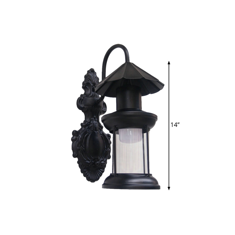 Skørter | Single-layer wall lamp with kerosene shade clear glass coastal outdoor lamp in black/copper/bronze