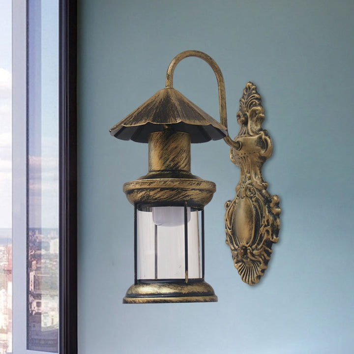 Skørter | Single-layer wall lamp with kerosene shade clear glass coastal outdoor lamp in black/copper/bronze