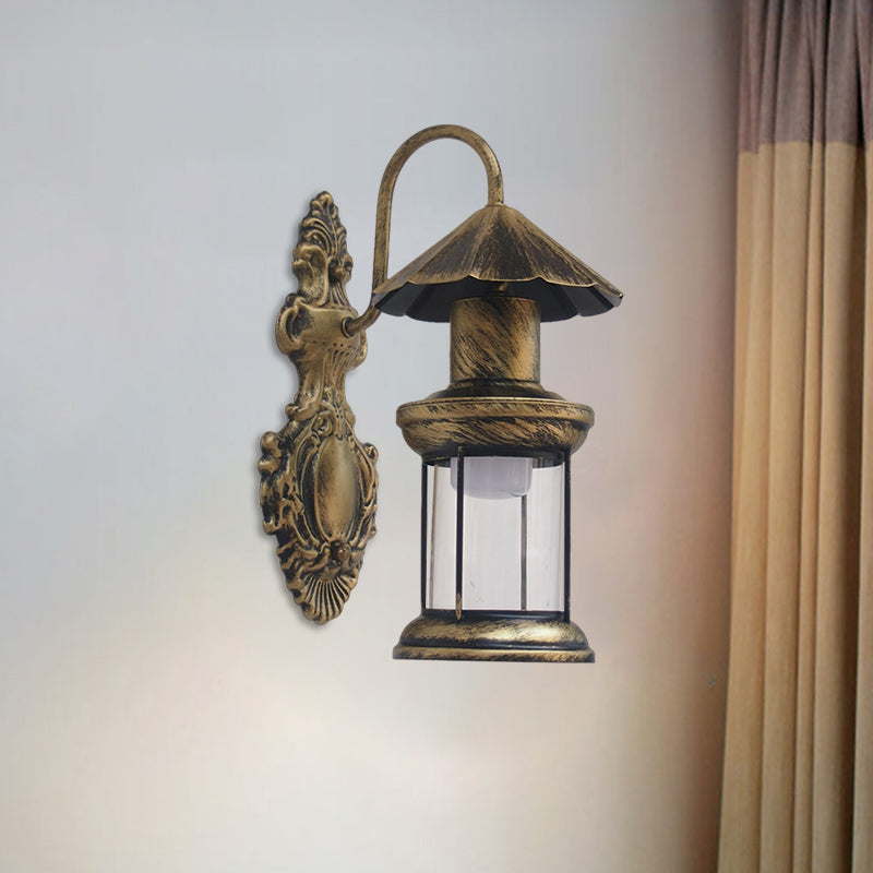 Skørter | Single-layer wall lamp with kerosene shade clear glass coastal outdoor lamp in black/copper/bronze