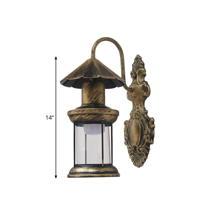 Skørter | Single-layer wall lamp with kerosene shade clear glass coastal outdoor lamp in black/copper/bronze