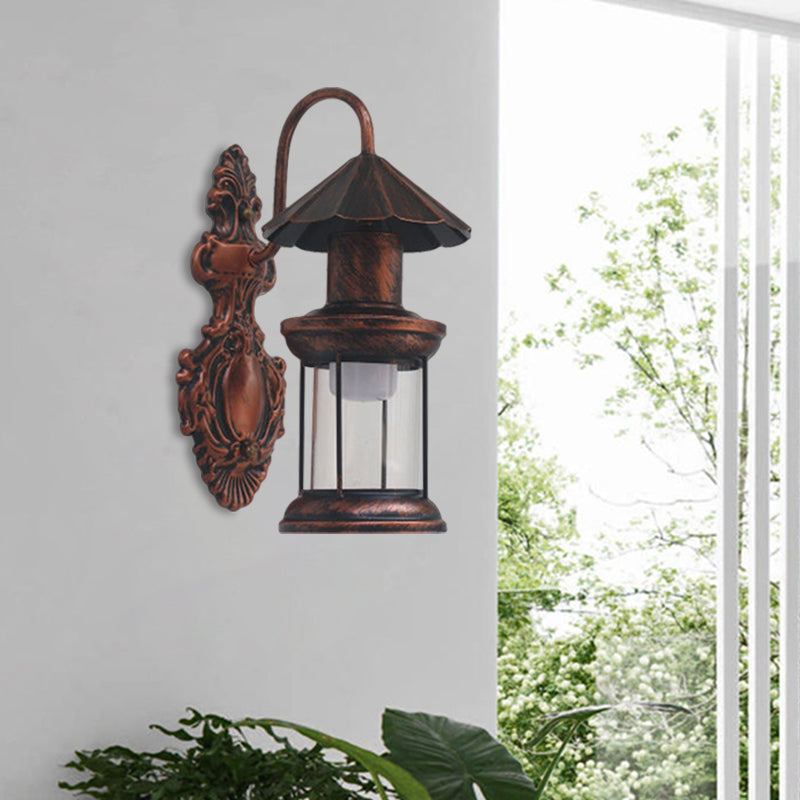 Skørter | Single-layer wall lamp with kerosene shade clear glass coastal outdoor lamp in black/copper/bronze