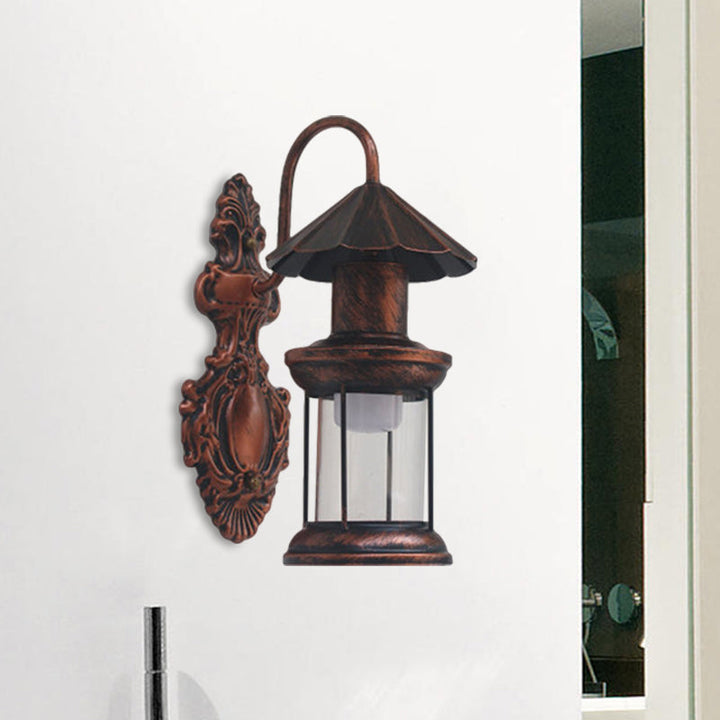 Skørter | Single-layer wall lamp with kerosene shade clear glass coastal outdoor lamp in black/copper/bronze