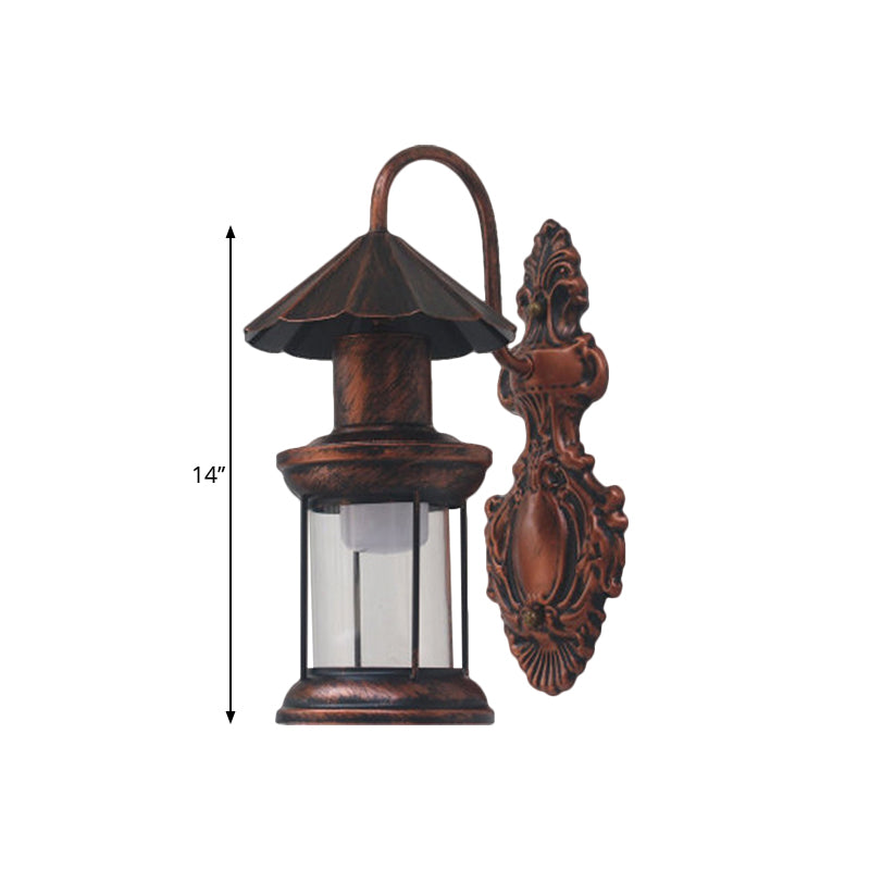 Skørter | Single-layer wall lamp with kerosene shade clear glass coastal outdoor lamp in black/copper/bronze