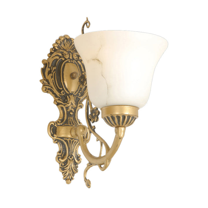 Skørter | 1 Bulb Cream Glass Wall Light Vintage White Floral Kitchen Wall Mount Lighting Fixture
