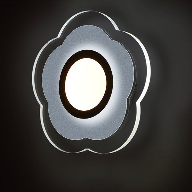 Lisslune | Simple Flower Flush Wall Lamp Acrylic Bedroom LED Wall Light Set in Warm/White Light