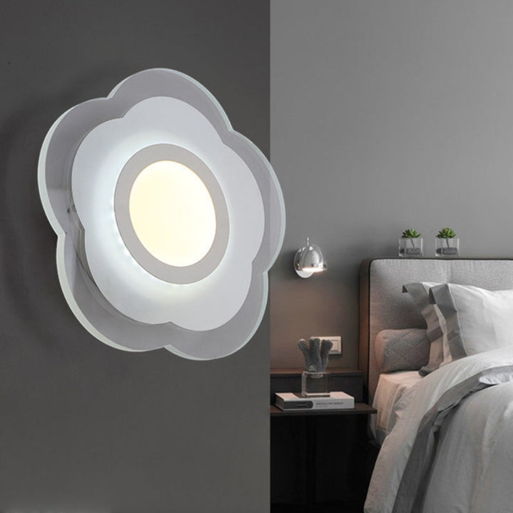 Lisslune | Simple Flower Flush Wall Lamp Acrylic Bedroom LED Wall Light Set in Warm/White Light