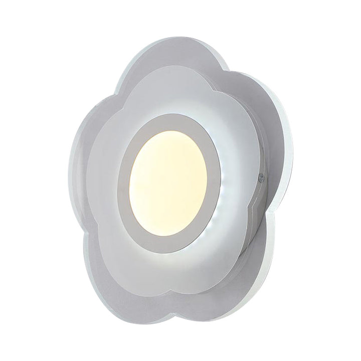 Lisslune | Simple Flower Flush Wall Lamp Acrylic Bedroom LED Wall Light Set in Warm/White Light