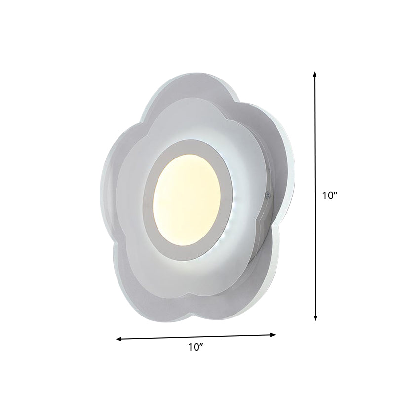 Lisslune | Simple Flower Flush Wall Lamp Acrylic Bedroom LED Wall Light Set in Warm/White Light