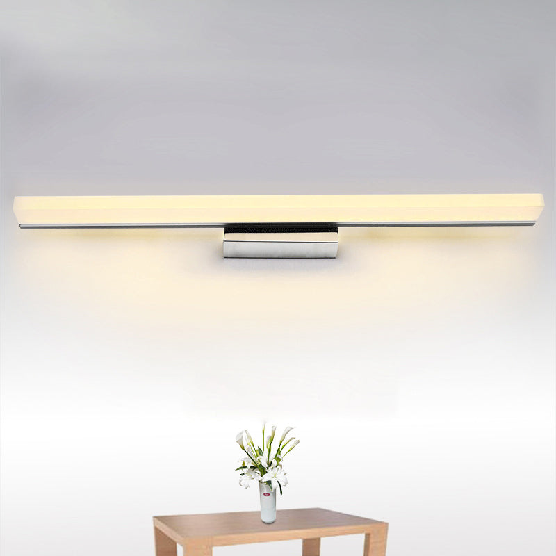 Lisslune | 16"/31.5"/47" W Acrylic Straight Makeup Lamp Minimalism Chrome LED Wall Mounted Light in Chrome