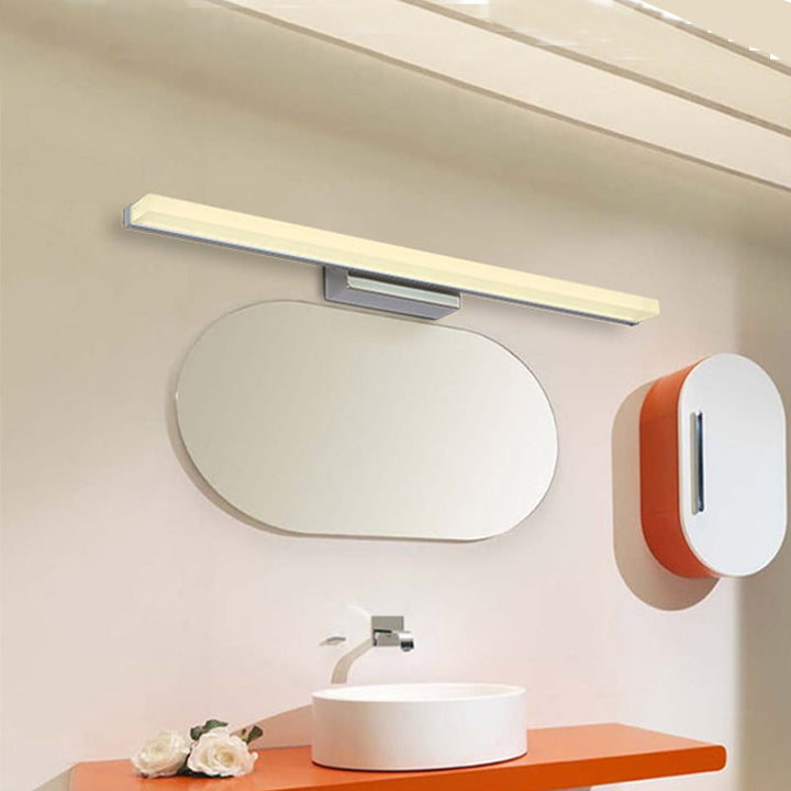 Lisslune | 16"/31.5"/47" W Acrylic Straight Makeup Lamp Minimalism Chrome LED Wall Mounted Light in Chrome