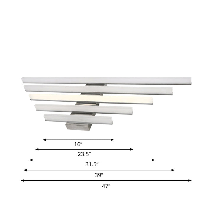 Lisslune | 16"/31.5"/47" W Acrylic Straight Makeup Lamp Minimalism Chrome LED Wall Mounted Light in Chrome
