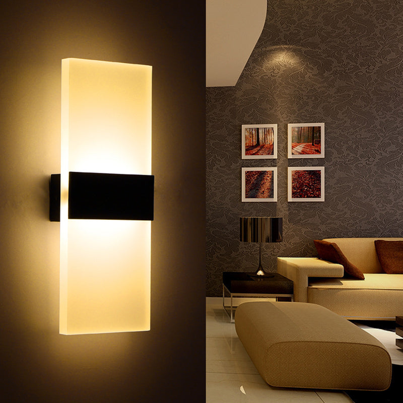 Lisslune | Black/White Rectangular LED Wall Light Minimalist Acrylic Thinnest Wall Mounted Lamp in Warm/White Light, 11.5"/16" B