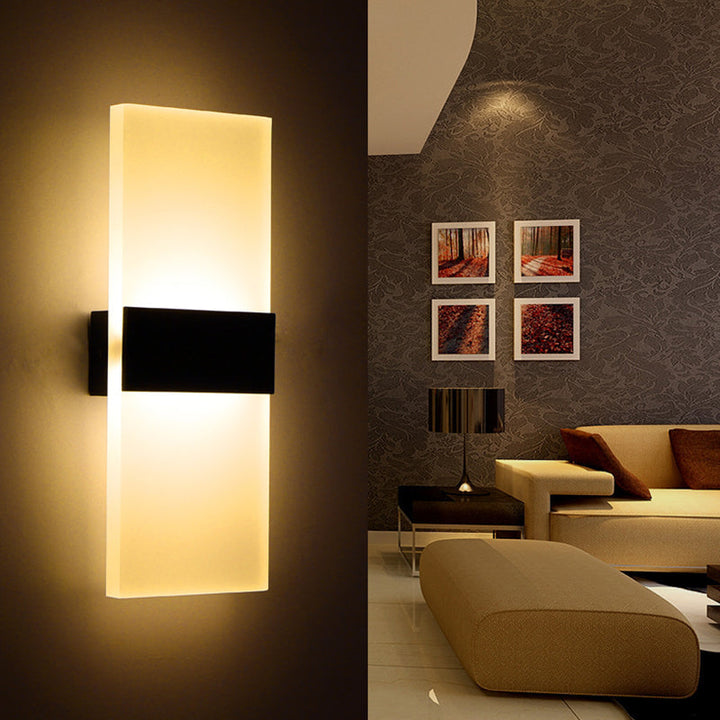 Lisslune | Black/White Rectangular LED Wall Light Minimalist Acrylic Thinnest Wall Mounted Lamp in Warm/White Light, 11.5"/16" B