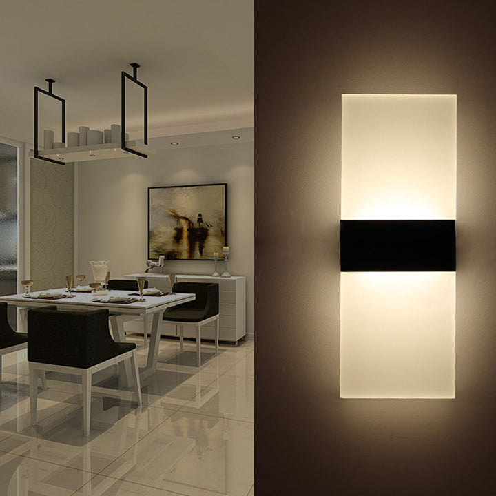 Lisslune | Black/White Rectangular LED Wall Light Minimalist Acrylic Thinnest Wall Mounted Lamp in Warm/White Light, 11.5"/16" B