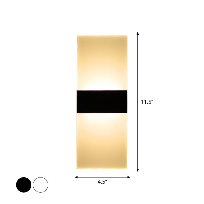 Lisslune | Black/White Rectangular LED Wall Light Minimalist Acrylic Thinnest Wall Mounted Lamp in Warm/White Light, 11.5"/16" B
