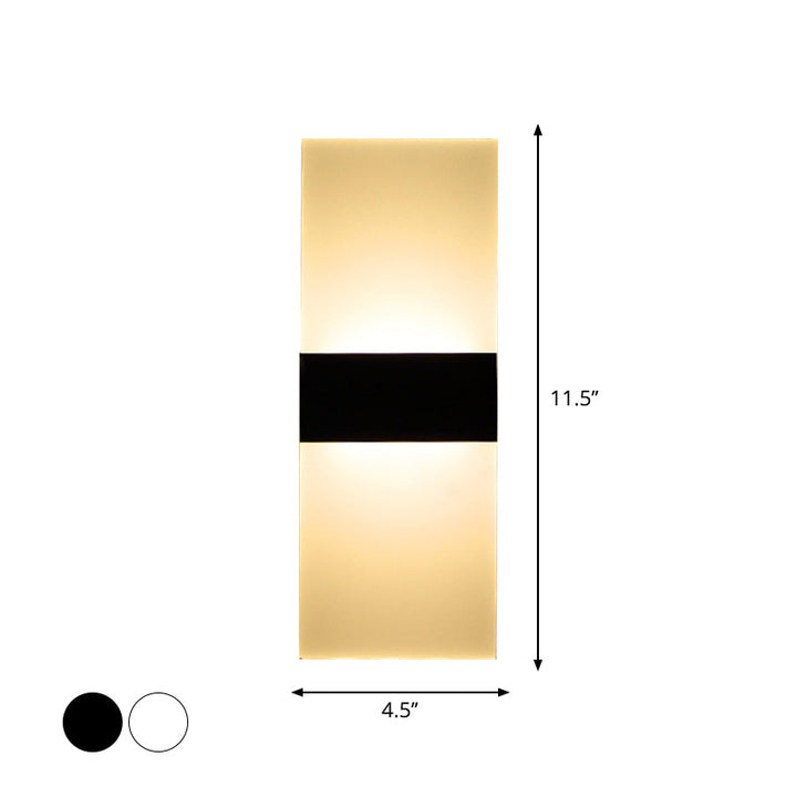 Lisslune | Black/White Rectangular LED Wall Light Minimalist Acrylic Thinnest Wall Mounted Lamp in Warm/White Light, 11.5"/16" B