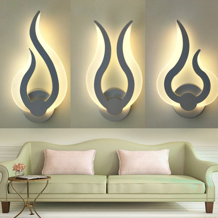 Lisslune | Flame-shaped Bedroom Wall Lantern Lighting Acrylic LED Nordic Wall Mounted Light in Warm/White Light