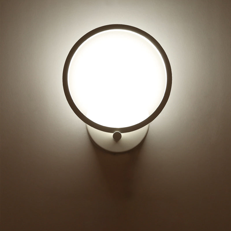 Lisslune | White Circle LED Wall Lights minimalist acrylic wall-mounted lighting in warm/white light for hallway, 8"/10" B