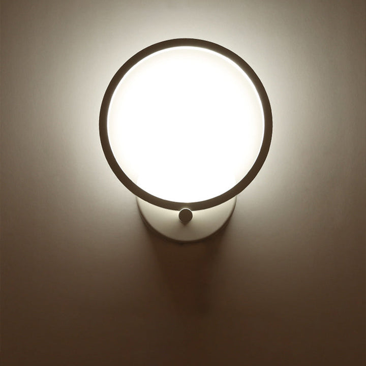 Lisslune | White Circle LED Wall Lights minimalist acrylic wall-mounted lighting in warm/white light for hallway, 8"/10" B