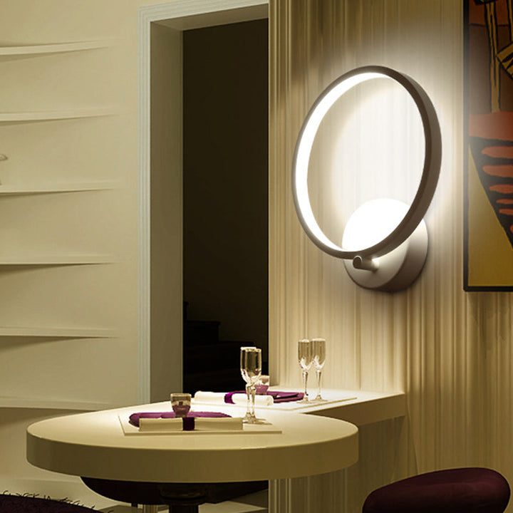 Lisslune | White Circle LED Wall Lights minimalist acrylic wall-mounted lighting in warm/white light for hallway, 8"/10" B