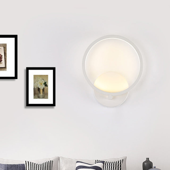 Lisslune | White Circle LED Wall Lights minimalist acrylic wall-mounted lighting in warm/white light for hallway, 8"/10" B