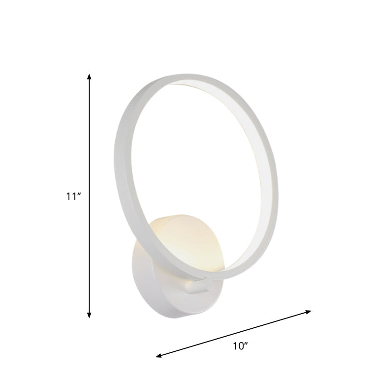 Lisslune | White Circle LED Wall Lights minimalist acrylic wall-mounted lighting in warm/white light for hallway, 8"/10" B