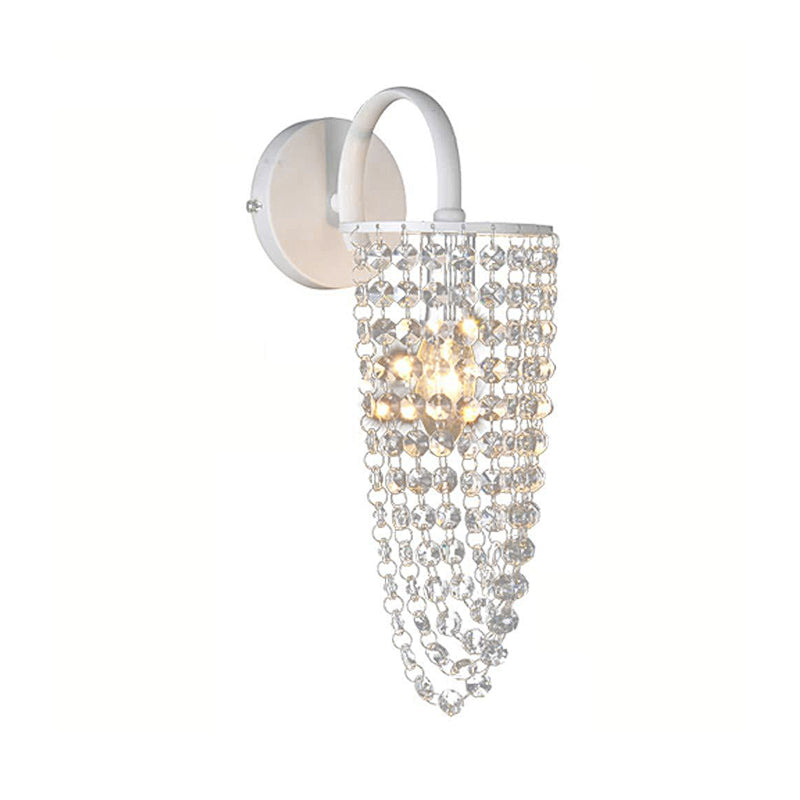 Skørter | Kids White Wall Lamp Bare Bulb 1 Head Metal Wall Light with Crystal Bead for Hallway