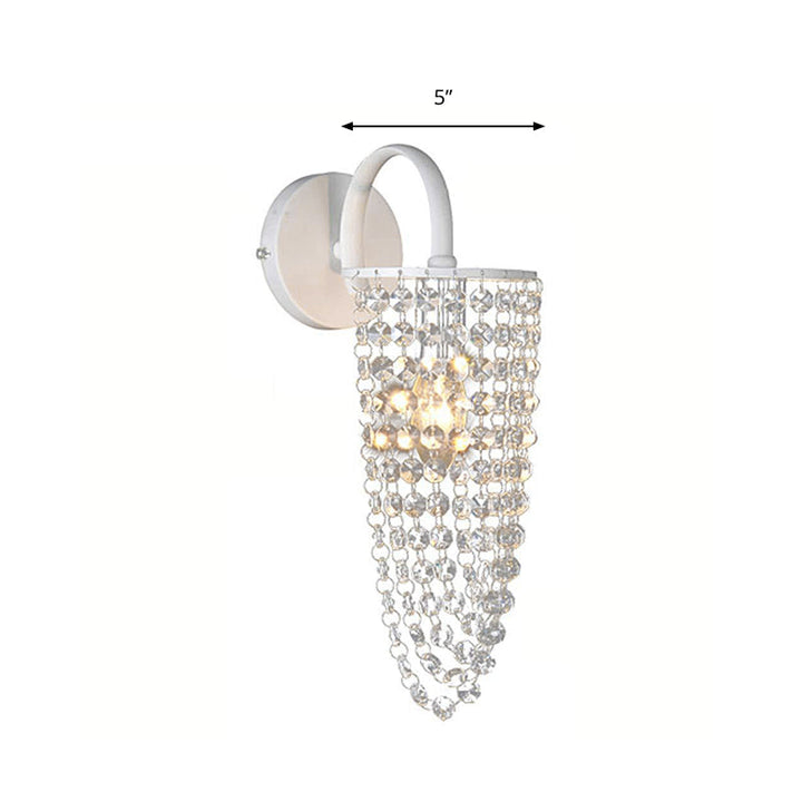 Skørter | Kids White Wall Lamp Bare Bulb 1 Head Metal Wall Light with Crystal Bead for Hallway