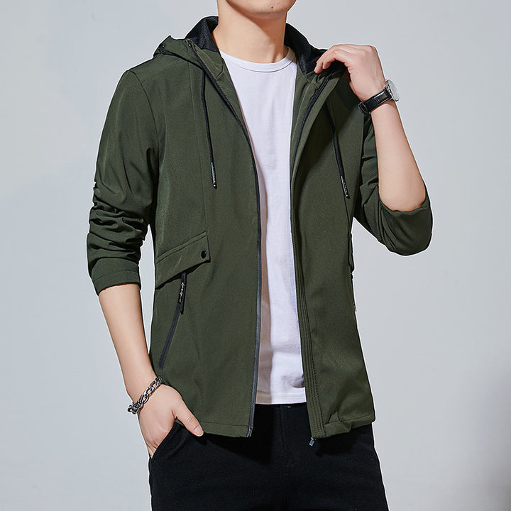 Men's sporty transitional jacket with adjustable hood and practical zippered pockets Lisslune