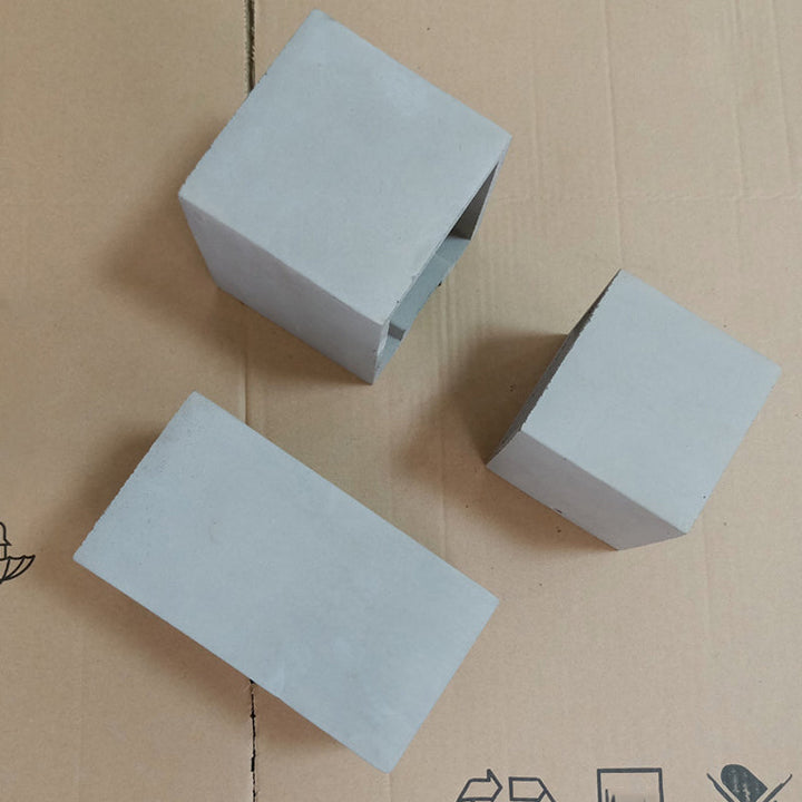 Lisslune | Cube/Cuboid Cement Flush Mount Wall Light Nordic 1 Head Gray Up Down Sconces Light for Stairs, 4"/5"/7" Wide