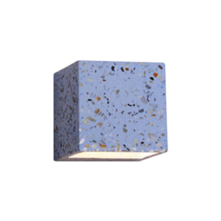 Lisslune | Nordic Style Cubic Up Down Wall Lamp Terrazzo 1 Lamp Hotel Wall Mount Light in Red/White/Blue