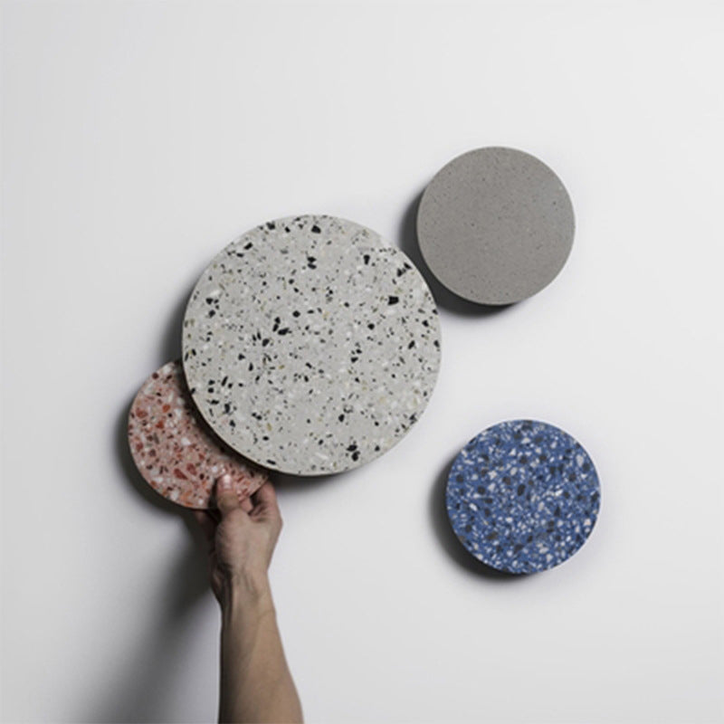 Lisslune | Disc-shaped LED wall lamp Minimalist terrazzo bedroom wall light in Pink/Blue/Black, 7"/10" B