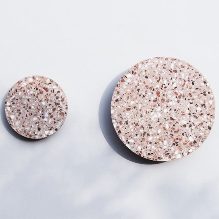 Lisslune | Disc-shaped LED wall lamp Minimalist terrazzo bedroom wall light in Pink/Blue/Black, 7"/10" B