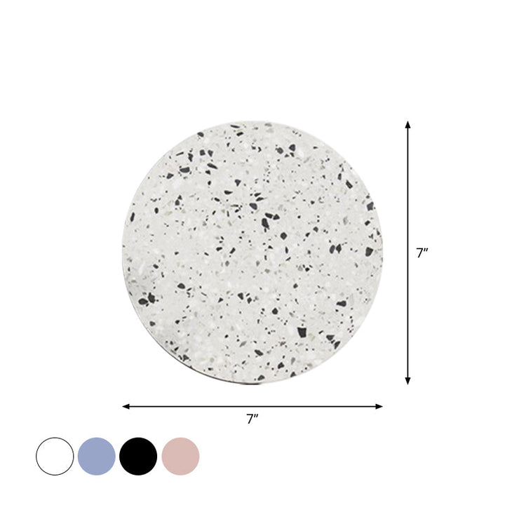 Lisslune | Disc-shaped LED wall lamp Minimalist terrazzo bedroom wall light in Pink/Blue/Black, 7"/10" B